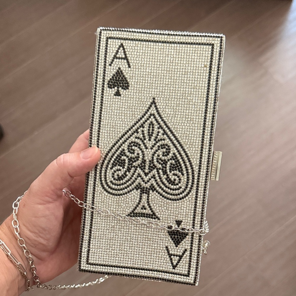 Ace of Spades Clutch with Silver Chain
